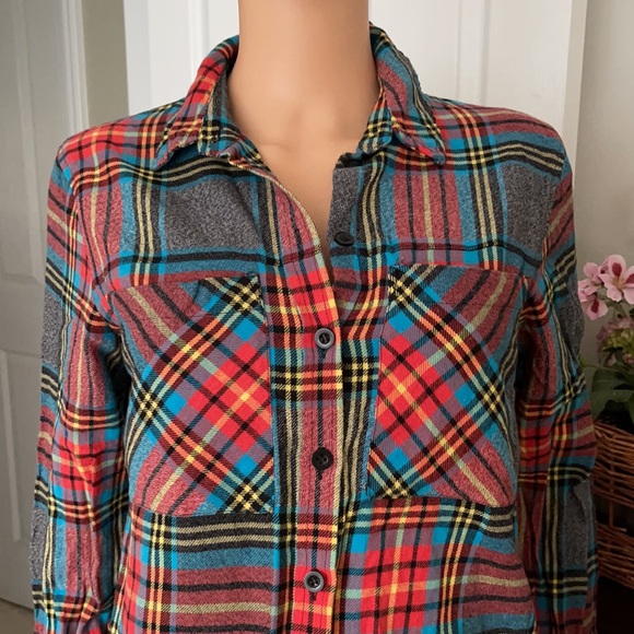 Topshop plaid button down cotton shirt - Picture 3 of 11